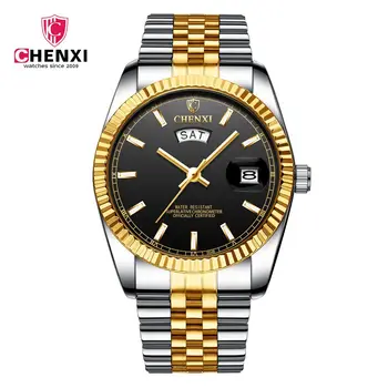 Luxusní CHENXI Zlaté Hodinky Muži Vodotěsné Quartz Nerezové Oceli Muži Náramkové hodinky Módní Obchodní Hodinky Muže reloj hombre 2020