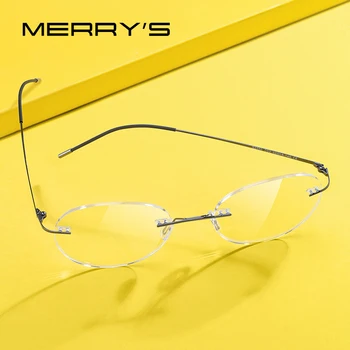 MERRYS DESIGN, Titanové Slitiny, Brýle bez Obrouček Rám Pro Muže, Ženy Kolo Ultralight Bezrámové Brýle Optické Rámy S2886