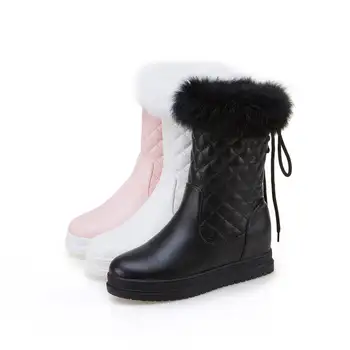 MORAZORA 2020 hot prodej mid tele boty kvalitní pu kolo toe zip boty žena sladké platformy boty, teplé zimní snow boty