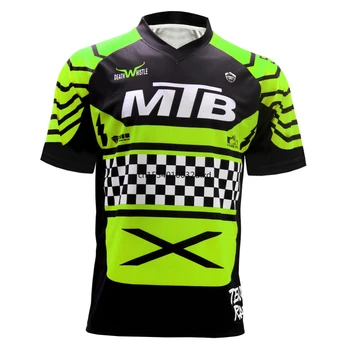 MTB tričko zelené krátké sjezdové enduro moto dres motocykl motocross topy motocyklové oblečení dirt bike dh bmx košile