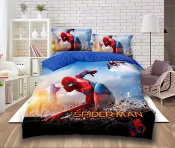 Marvel Hrdina Spider-Man Povlečení dvoulůžkový Postel List Sady pro Chlapce Deku, Povlečení jednolůžkový Přehoz Děti Prádlo