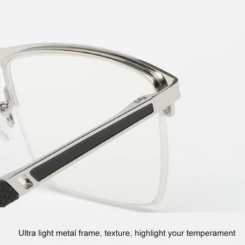 Metal UV Ochrana Půl Rám Počítač Brýle na Čtení pro Muže Presbyopie Proti Únavě Modré Světlo Blokování Jarní Závěs 150 250