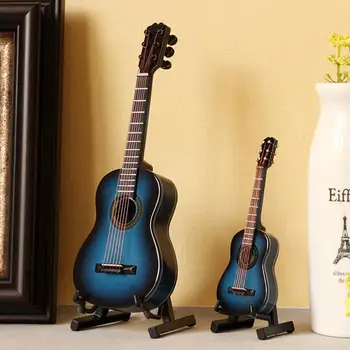 Mini Klasická Kytara Model Dřevěné Miniaturní Kytaru Displej, Hudební Nástroje, Dekorace Dárek Pouzdro Stojan s