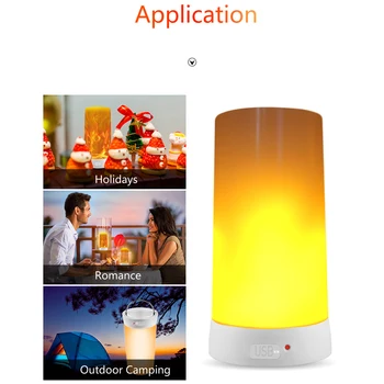 Modernizované LED Simulovaný Plamen Lampy Led Noční Světlo USB Dobíjecí Emulace Plamen Efekt Světlo Retro Atmosféru Interiéru Lampada