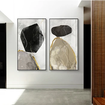 Moderní Nordic Grey Rock Plátno Obraz Abstraktní Barva Bloku Plakáty, Tisky, Nástěnné Obrázky pro Obývací Pokoj Ložnice Plátno Plakát
