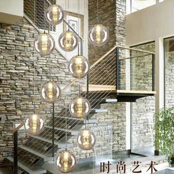 Moderní skleněná kulička lustr schodiště lampa obývací pokoj s manželskou postelí lampa LED g4 svítidlo led lampa Schodiště lustr Vnitřní led
