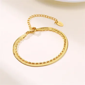 Modyle Zlaté Barvě Snake Řetězce Náramek Náramek pro Ženy, Punk Multi Layer Řetěz z Nerezové Oceli Náramek pro Ženy Šperky Velkoobchod
