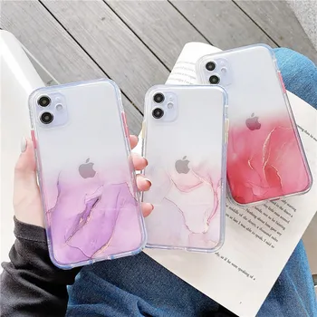 Mramorová Telefon Pouzdro Pro Apple iPhone 11 12 Pro XS Max Mini SE roku 2020 12 7 8 Plus XS XR Případě Transparentní Barvy, Plné Čirý Kryt Coque