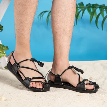 Muži Sandály Originální Kožené Muži Beach Římské Sandály Značky Muži Ležérní Obuv Žabky Muži Přezůvky Letní Tenisky Boty