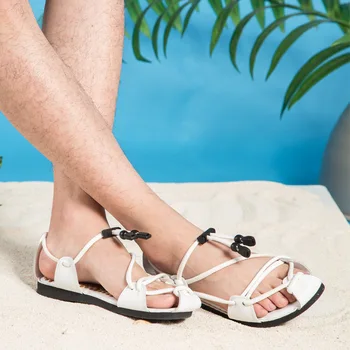 Muži Sandály Originální Kožené Muži Beach Římské Sandály Značky Muži Ležérní Obuv Žabky Muži Přezůvky Letní Tenisky Boty