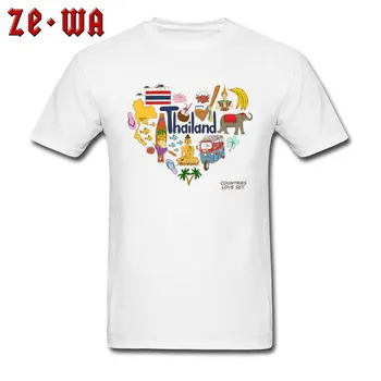 Mužů T Košile Srdce Thajska Prvek Tričko Bavlna Mládež T-košile, Party Topy Trička Nadrozměrných Hoilday Cestovní Oblečení Bílá