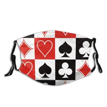 Mřížka Poker Hrací Karty Masku S Filtrem Kapsy, Prát Opakovaně Obličej Šátky Kukla S 2 Ks Filtrů