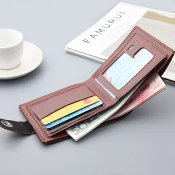 NE.ONEPAUL Nová malá peněženka snap módní pánské peněženky kožené pánské krátké peněženka držitele karty pevné barevné kožené peněženky