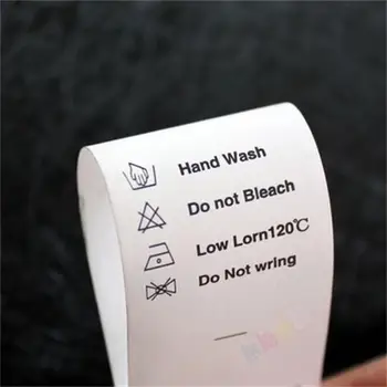 Na zakázku design 200pcs/lot bílé roucho mytí péče label oblečení péče velikosti značky v pračce štítky nylon taft roll