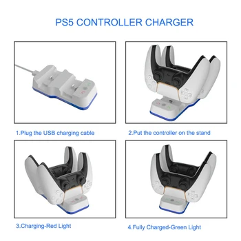 Nabíječka pro DualSense Dual USB Typu C Nabíjecí Dok Stanice stojan s Ukazatelem Kabel pro PlayStation5 PS5 Bezdrátový Ovladač