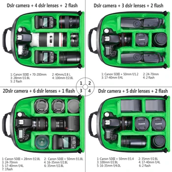 Neewer Multi-funkční Fotoaparát DSLR Batoh Vodotěsný Venkovní Kamera Pouzdro pro Nikon Canon DSLR a objektivu, Batoh Fotografování