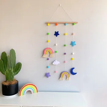 Nordic styl tkané duha děti vlasy příslušenství, skladování zavěšení na zeď DIY foto rámeček domova děti ložnice dekorace
