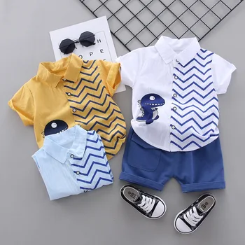 Novorozené dítě chlapci letní oblečení sady kojenecká móda gentleman oblek bavlněné tričko+šortky 2ks batole oblečení pro děti