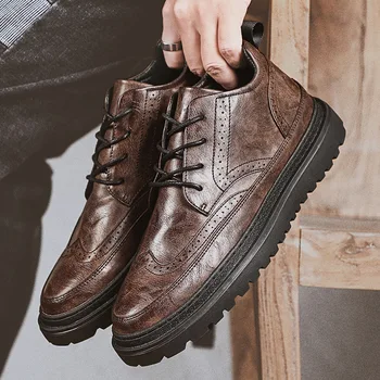Nová značka Příjezdu Retro Bullock Designové Pánské Klasické Obchodní Formální Boty Špičaté Toe kožené boty Muži Oxford Šaty Boty hot