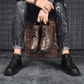 Nová značka Příjezdu Retro Bullock Designové Pánské Klasické Obchodní Formální Boty Špičaté Toe kožené boty Muži Oxford Šaty Boty hot