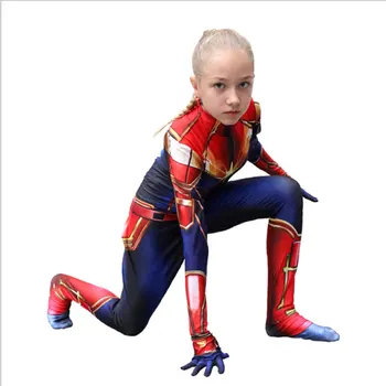 Nové 3D Pro ženy, dívky filmová adaptace Marvel Kapitán Carol Danvers Zentai kostýmy pro cosplay kombinézu superhrdina kombinézy