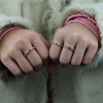 Nové 925 sterling silver rainbow ring pro módní ženy zpevněné barevné cz zirkonů nádherný prst šperky pro svatební dar