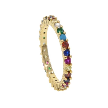Nové 925 sterling silver rainbow ring pro módní ženy zpevněné barevné cz zirkonů nádherný prst šperky pro svatební dar