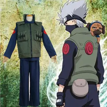 Nové Anime Naruto Cosplay Oblečení Kostýmy Shinobi Hatake Kakashi Zelená Unisex Vesta Bunda Strany Purim Karneval Cosplay Kostýmy