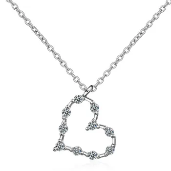 Nové Duté Láska Crystal 925 Sterling Silver Šperky Není Alergický Osobnosti Ve Tvaru Srdce Klíční Kost Řetěz Přívěsek Náhrdelníky H393