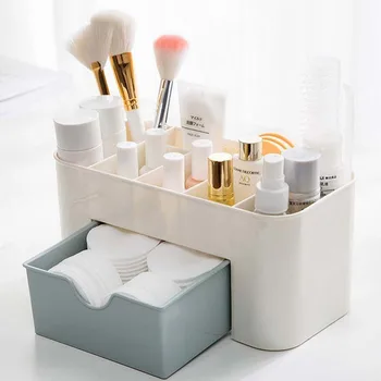 Nové Evropské Průhledné Plastové Make-Up Organizátor Úložný Multifunkční Candy Barva Kancelářské Drobnosti Kosmetické Zásuvky Kontejner Box