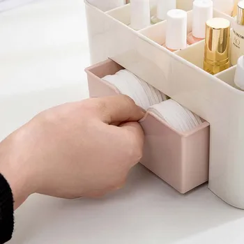 Nové Evropské Průhledné Plastové Make-Up Organizátor Úložný Multifunkční Candy Barva Kancelářské Drobnosti Kosmetické Zásuvky Kontejner Box