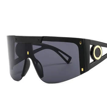 Nový Velký Rám z Jednoho kusu Větru Brýle Luxusní Značky Písku Sportovní sluneční Brýle Osobnosti Maska Styl Jízdy Hip Hop Brýle