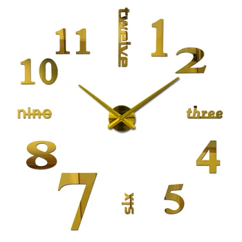 Nový prodej nástěnné hodiny hodiny reloj de porovnání hodinky 3d diy Akrylové zrcadlo Samolepky Quartz Moderní Domácí Dekoraci doprava zdarma