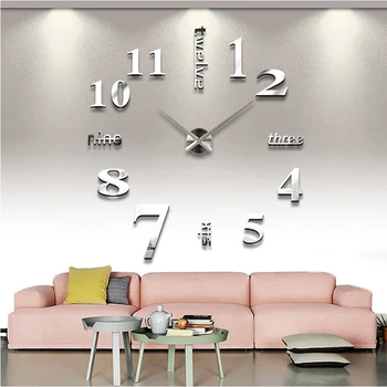 Nový prodej nástěnné hodiny hodiny reloj de porovnání hodinky 3d diy Akrylové zrcadlo Samolepky Quartz Moderní Domácí Dekoraci doprava zdarma