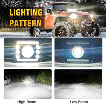OKEEN 5x7 7x6 Palcový LED Obdélník Reflektor Zase Signál Vysoká Nízká Světlo H4 Plug Offroad LED Čipy Světlometů Výměna za Jeep