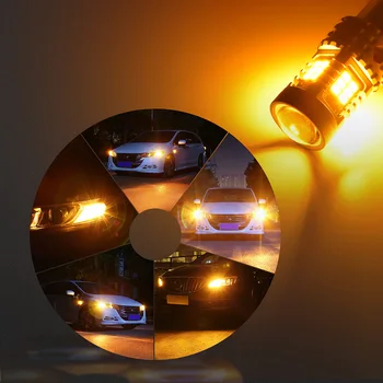 OXILAM P21W LED Canbus bez Chyb směrové světlo 1156 BA15S BAU15S 7440 Led Žárovka, Žádné Hyper Flash Auto Světla 2200K Amber 12V