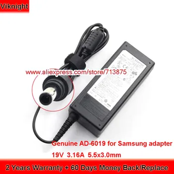 Originální 19V 3.16 A AD-6019 NAPÁJECÍ Adaptér pro SAMSUNG RC510 Q30 Q35 Q40 Q43 Q45 Q68 Q70 Q310 Series Notebook