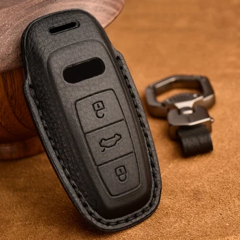 Originální Kožené Auto Klíč Kryt Klíč Pouzdro pro Audi A6 C8 A7 A8 Q8 2018 2019 2020 Klíč Případě Chránit Keychain Key Ring