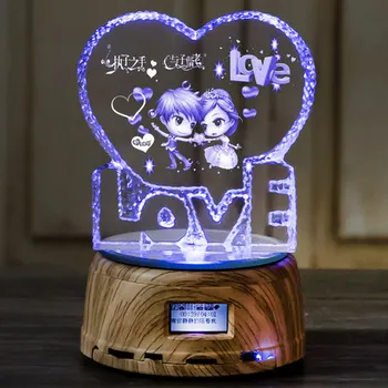 Osobní Den Dárek Valentýna Vlastní Fotografii Crystal Light Bluetooth Hudební Přehrávač Rytý Obrázek LED Světlo Dárek k Výročí