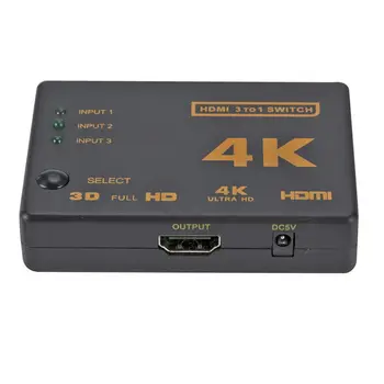 PC Počítač, HDTV Selector 4K*2K HD 1080P, 3In 1 HDMI Distributor Switcher Splitter S Dálkovým ovládáním