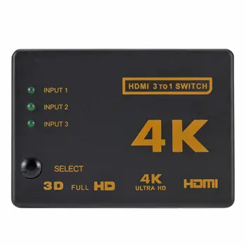 PC Počítač, HDTV Selector 4K*2K HD 1080P, 3In 1 HDMI Distributor Switcher Splitter S Dálkovým ovládáním
