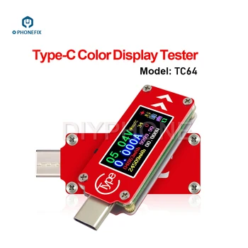 PHONEFIX RD TC64 Typu C Mini Multimetr Barevné 0.96 Palcový LCD Displej USB Voltmetr Ampérmetr Napětí, proudů Metr Tester