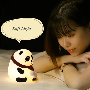 Panda LED Noční Noční Dotykový Senzor, Barevné Silikonové Stolní Lampa USB Dobíjecí Ložnice Noční Lampa pro Děti Dárek pro Dítě