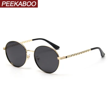 Peekaboo retro polarizované sluneční brýle, ženy, vintage kovový zlatý řetízek kulaté sluneční brýle pro muže, uv400 2021 letní vysoké kvality