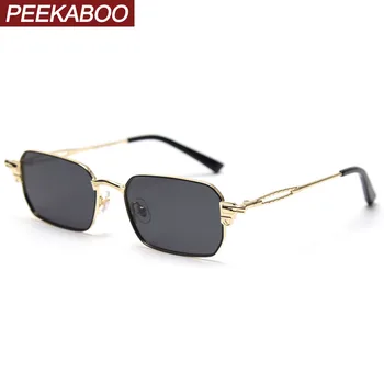 Peekaboo zlaté kovové žen náměstí sluneční brýle muži uv400 retro 2021 samec pravoúhlý polarizační brýle muže, léto, jaro