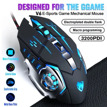 Pevné Gamer Herní Myš 8D 3200DPI Nastavitelný Optický Sedm Dýchání LED Světlo Počítačové Myši USB Kabel Tichá Myš Pro Notebook