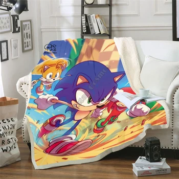 Plstar Vesmíru Kreslených Anime Super Sonic Deka 3D tisk Sherpa Deku na Postel, bytového Textilu Snový styl-4
