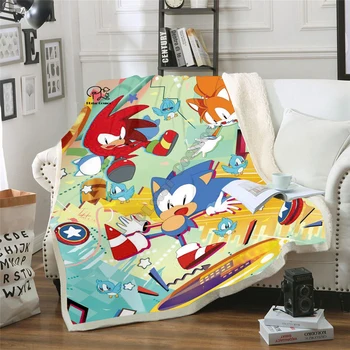 Plstar Vesmíru Kreslených Anime Super Sonic Deka 3D tisk Sherpa Deku na Postel, bytového Textilu Snový styl-4