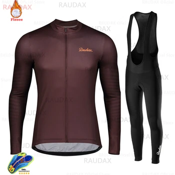 Pro Tým Cyklistické Oblečení, Zimní Fleece Oblečení Dlouhý Rukáv Jersey Set Raudax UNinform Tepelné Fleece Skinsuit Ropa De Hombre