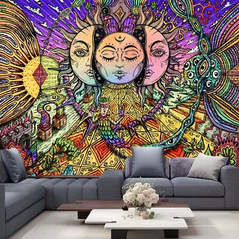 Psychedelické Strom Gobelín Mandala Zavěšení na Zeď Makramé Hippie Tapiserie pro Obývací Pokoj Domácí Dekor